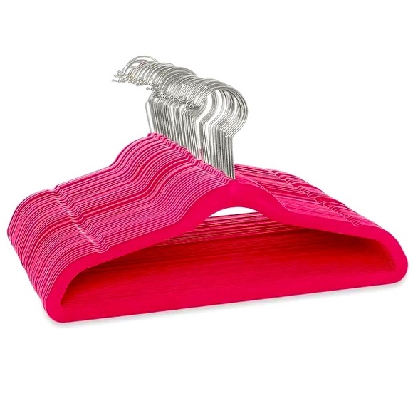 100 Velvet 14" Kid's Hangers - Pink - Picture 1 of 8